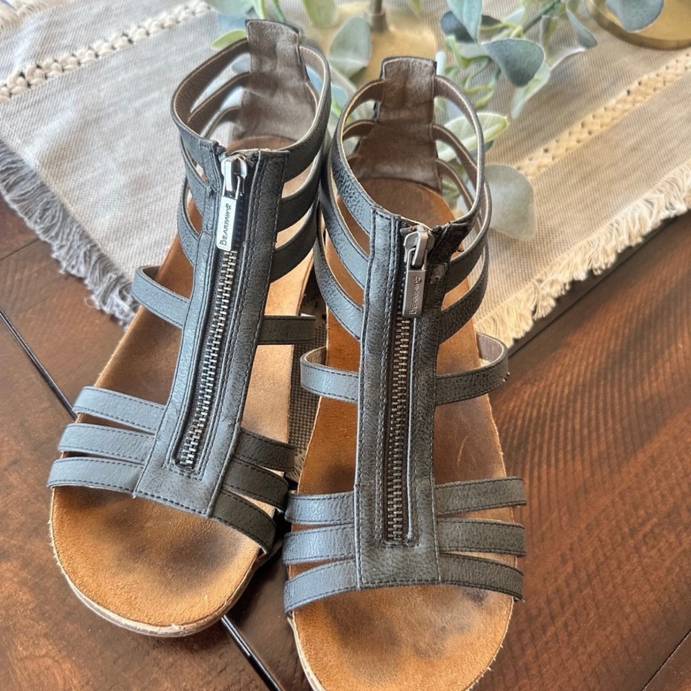 BearPaw Black Gladiator Sandals with Zipper